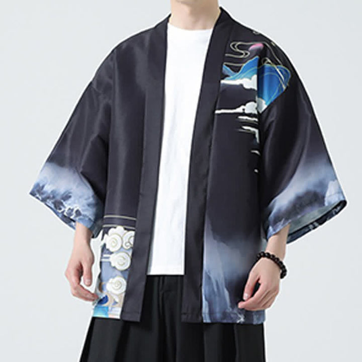 Buddha Stones 夏物カジュアル ヴィンテージ 鶴柄 メンズ着物 - image 10