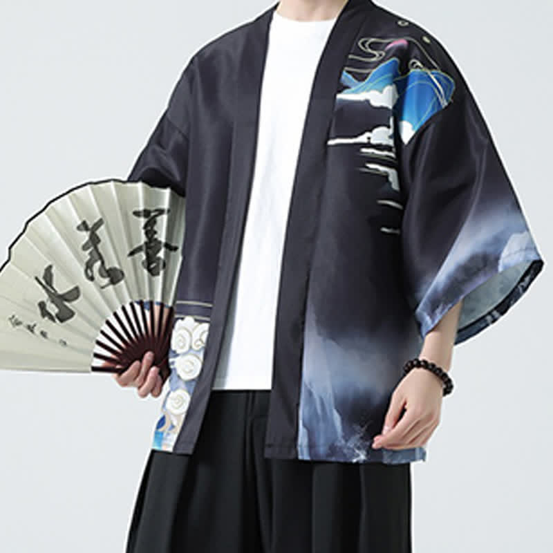 Buddha Stones 夏物カジュアル ヴィンテージ 鶴柄 メンズ着物 - image 6