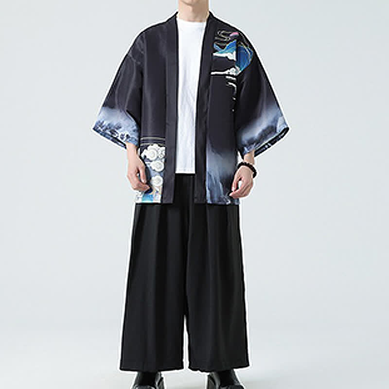 Buddha Stones 夏物カジュアル ヴィンテージ 鶴柄 メンズ着物 - image 4