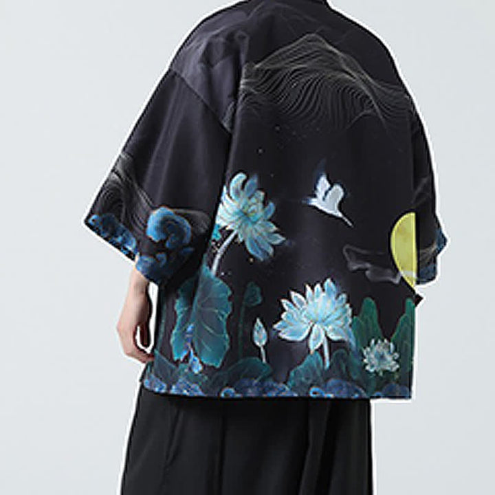 Buddha Stones 夏物カジュアル ヴィンテージ 鶴柄 メンズ着物 - image 29