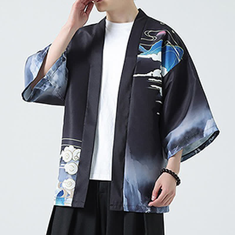 Buddha Stones 夏物カジュアル ヴィンテージ 鶴柄 メンズ着物 - image 9
