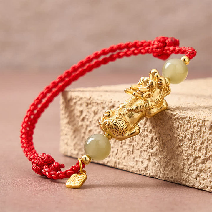 Buddha Stones 銅製貔貅（ひきゅうふ）文字幸運の赤紐ブレスレット - image 11