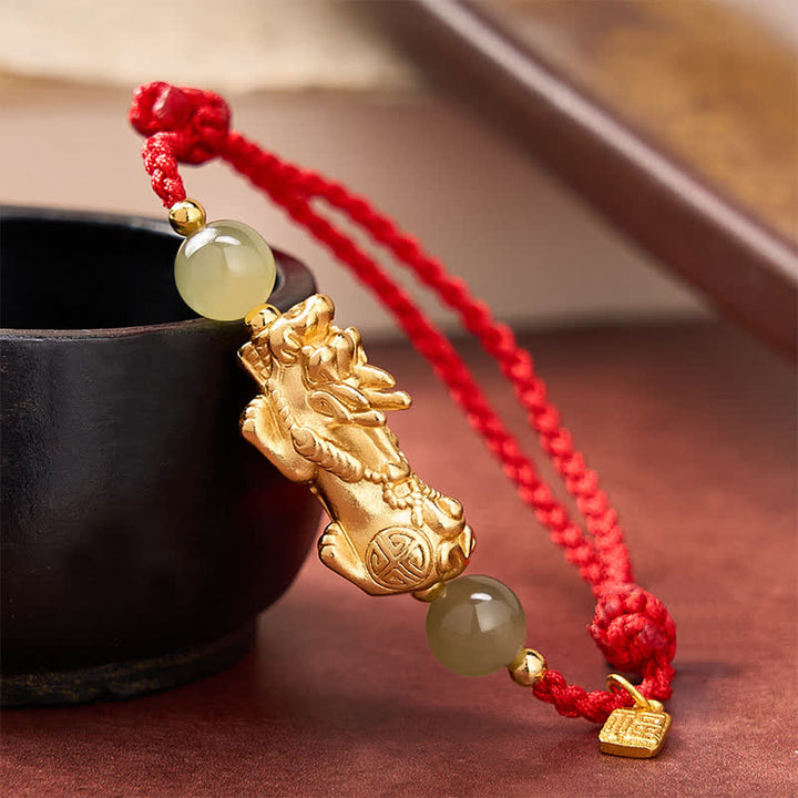 Buddha Stones 銅製貔貅（ひきゅうふ）文字幸運の赤紐ブレスレット - image 9