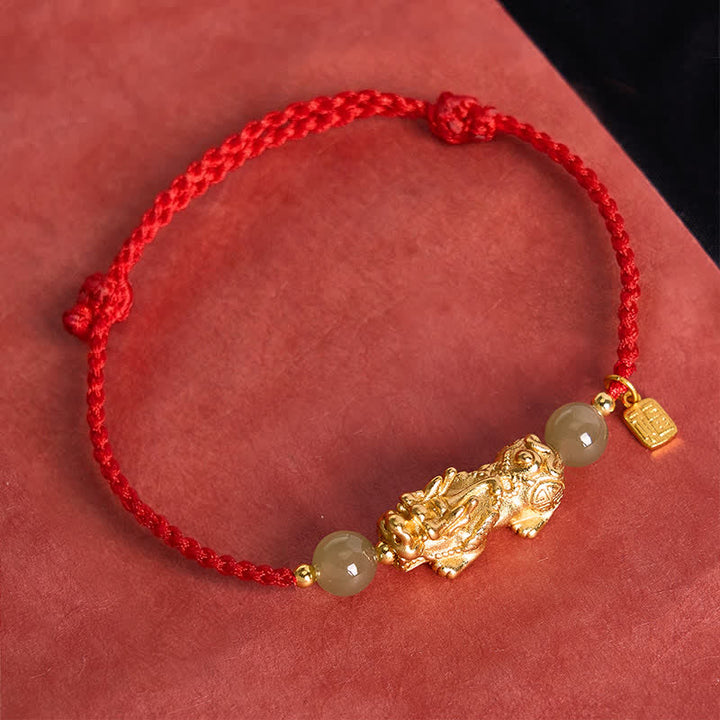 Buddha Stones 銅製貔貅（ひきゅうふ）文字幸運の赤紐ブレスレット - image 10