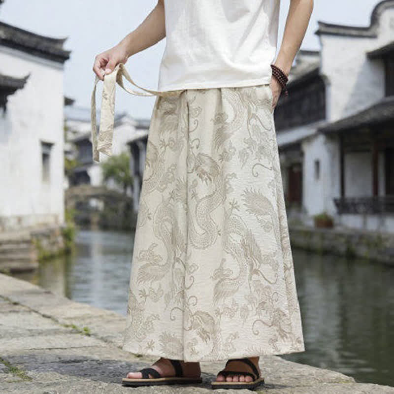Buddha Stones 夏物カジュアル唐草風ドローストリングドラゴンアンクルパンツメンズワイドレッグパンツ - image 40
