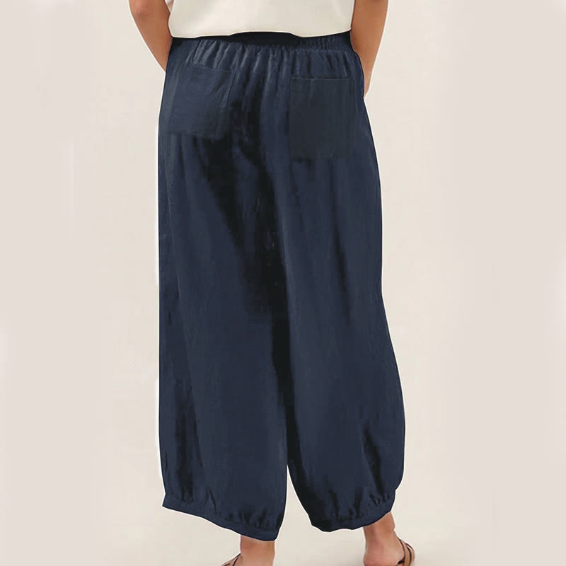 Buddha Stones無地 コットン製 レディース ハーレムパンツ ポケット付き - image 1