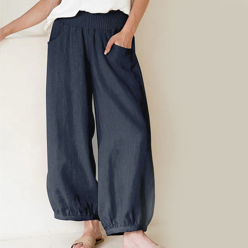 Buddha Stones無地 コットン製 レディース ハーレムパンツ ポケット付き - スチールブルー - US16、 UK/AU20、 EU48 (3XL) - image 0