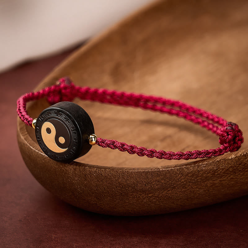Buddha Stones 黒檀グラウンディング赤紐ブレスレット - image 0