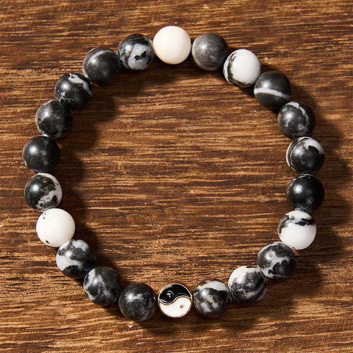 Buddha Stones シャチ瑪瑙の陰陽調和ラウンドビーズブレスレット - image 1