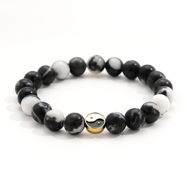 Buddha Stones シャチ瑪瑙の陰陽調和ラウンドビーズブレスレット - image 0