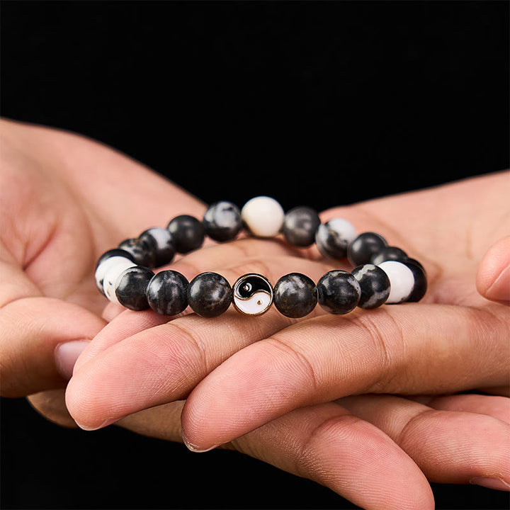 Buddha Stones シャチ瑪瑙の陰陽調和ラウンドビーズブレスレット - オルカアゲート（保護♥心の平和） - image 2