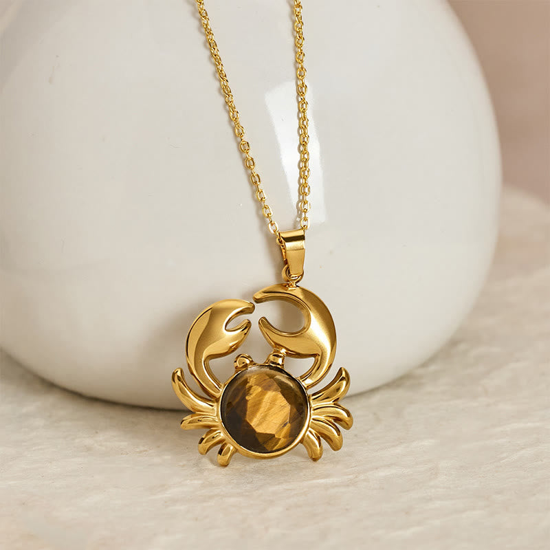 Buddha Stones 金メッキのアメジスト製カニモチーフのインナーピースネックレス - image 7