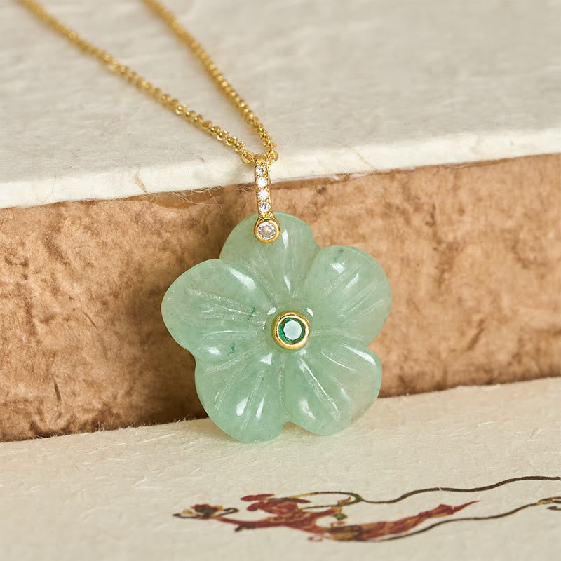 Buddha Stones 天然グリーンアベンチュリン五弁花ポジティブネックレス - image 3