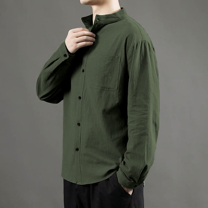 Buddha Stonesメンズ長袖シャツ（ポケット付き、スタンドカラー、快適シャツ） - image 5