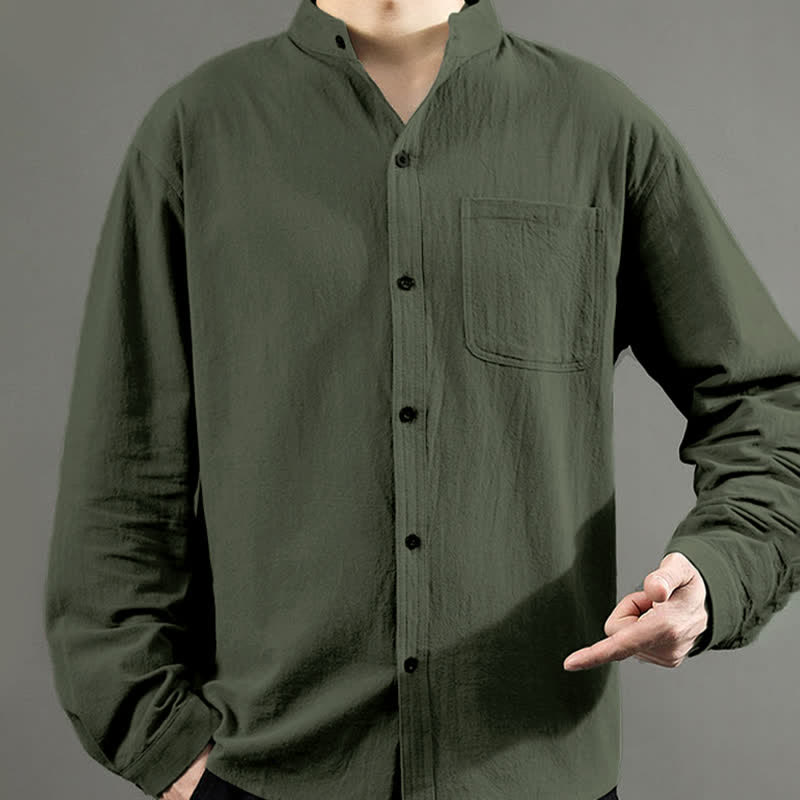 Buddha Stonesメンズ長袖シャツ（ポケット付き、スタンドカラー、快適シャツ） - image 7