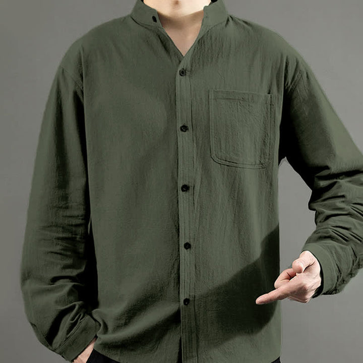 Buddha Stonesメンズ長袖シャツ（ポケット付き、スタンドカラー、快適シャツ） - image 7