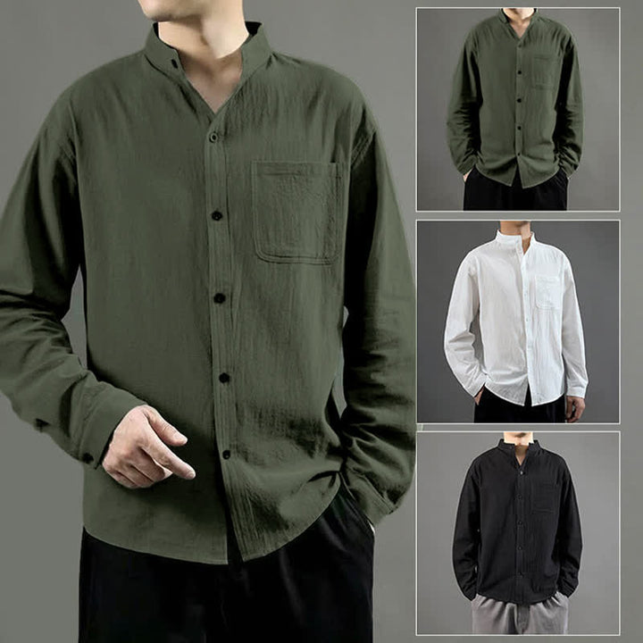 Buddha Stonesメンズ長袖シャツ（ポケット付き、スタンドカラー、快適シャツ） - image 8