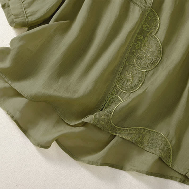 Buddha Stonesカジュアル刺繍パターン レディース Vネックデザイン ハーフスリーブ Tシャツ - image 22