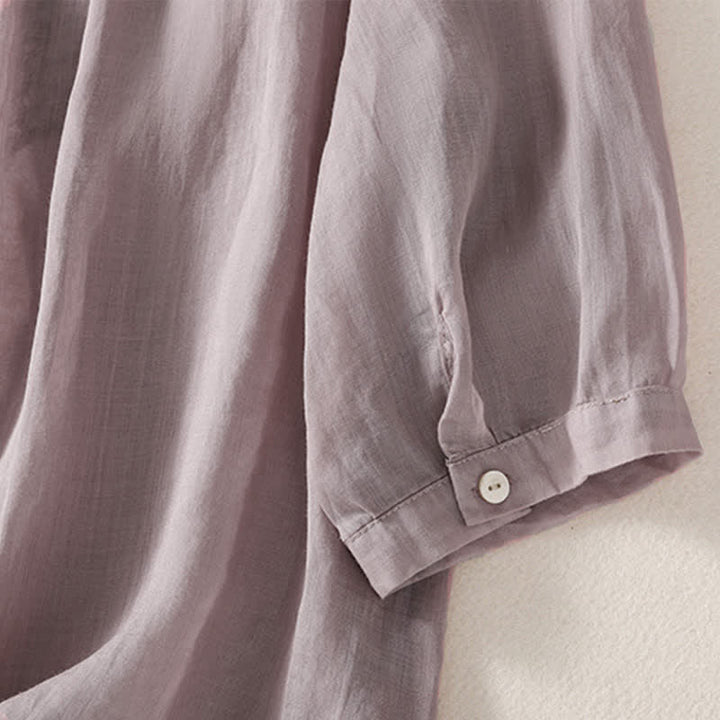 Buddha Stonesカジュアル刺繍パターン レディース Vネックデザイン ハーフスリーブ Tシャツ - image 7