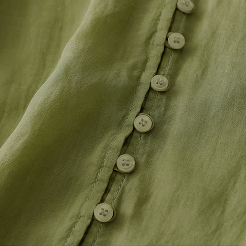 Buddha Stones刺繍入りボタンダウンレディースシャツ - image 3