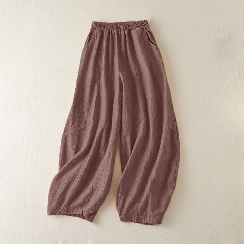 Buddha Stonesカジュアル ルーズ ストレートレッグ 7-8丈 クロップドパンツ レディース ハーレムパンツ ポケット付き - インディアンレッド - US8-10，UK/AU12-14，EU40-42 (2XL) - image 0
