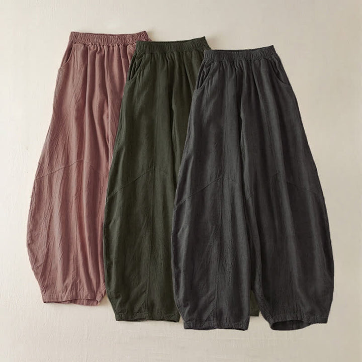 Buddha Stonesカジュアル ルーズ ストレートレッグ 7-8丈 クロップドパンツ レディース ハーレムパンツ ポケット付き - image 17