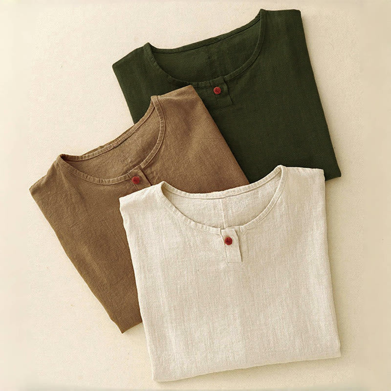 Buddha Stonesカジュアル 無地 レディース クルーネック ゆったり半袖Tシャツ - image 19