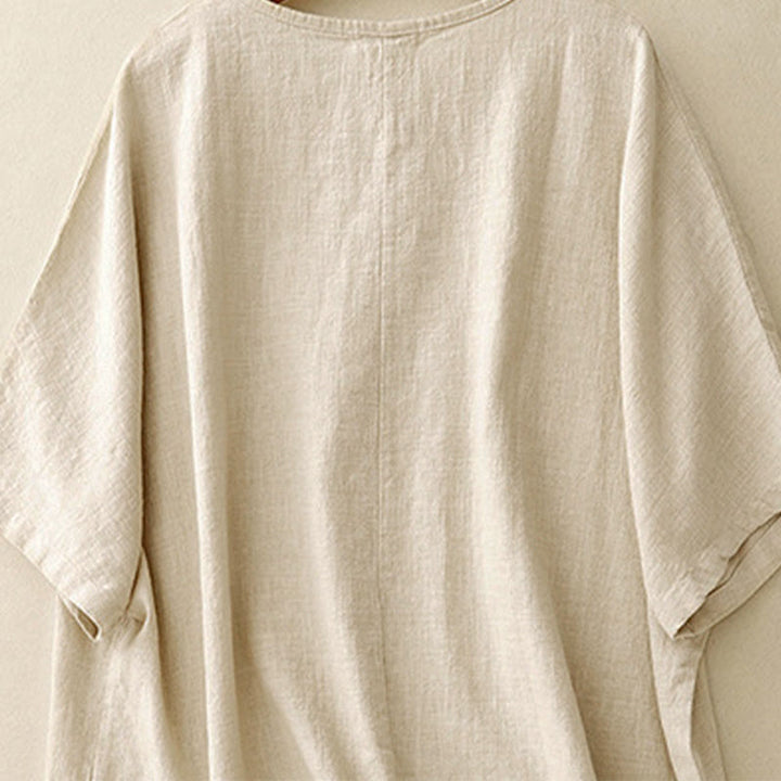 Buddha Stonesカジュアル 無地 レディース クルーネック ゆったり半袖Tシャツ - image 3