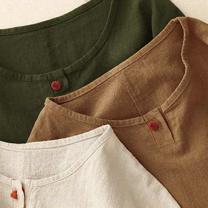 Buddha Stonesカジュアル 無地 レディース クルーネック ゆったり半袖Tシャツ - image 20