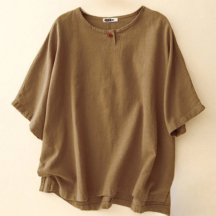 Buddha Stonesカジュアル 無地 レディース クルーネック ゆったり半袖Tシャツ - ダークゴールデンロッド - US12、 UK/AU16、 EU44 (2XL) - image 13