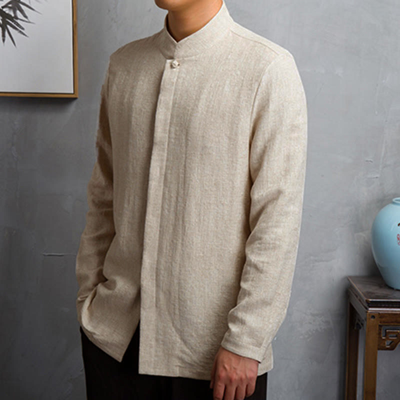 Buddha Stones無地中国唐装ジャケットメンズ服 - image 1