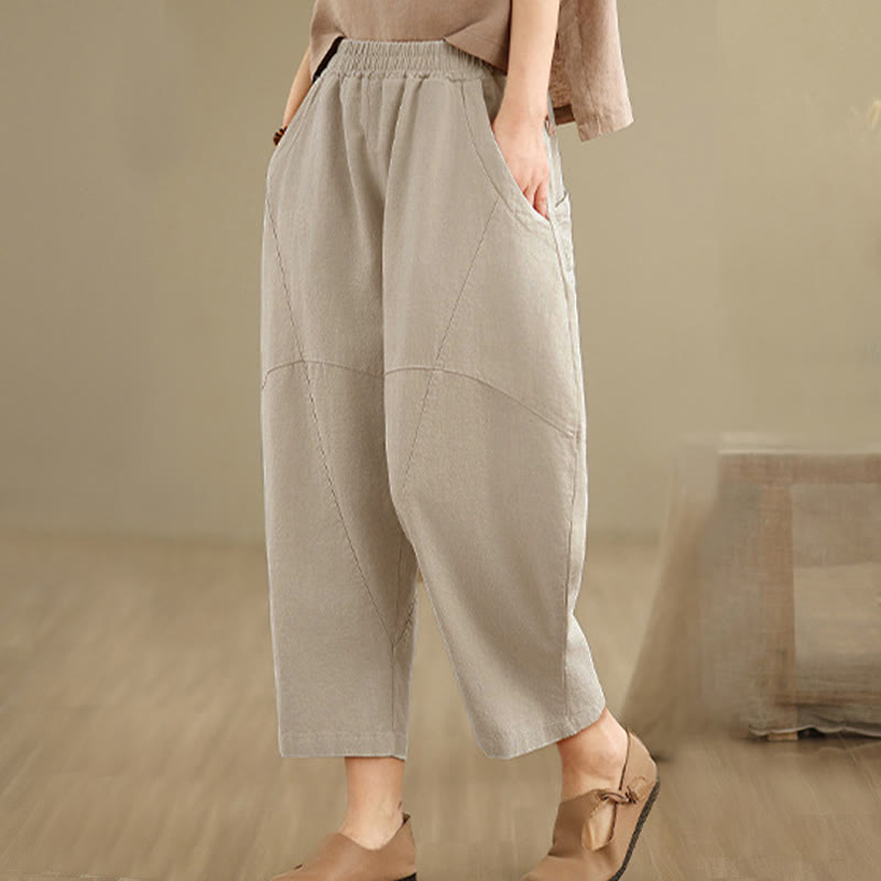 Buddha Stonesスプリング 7-8丈 無地 レディース ハーレムパンツ ポケット付き - image 5