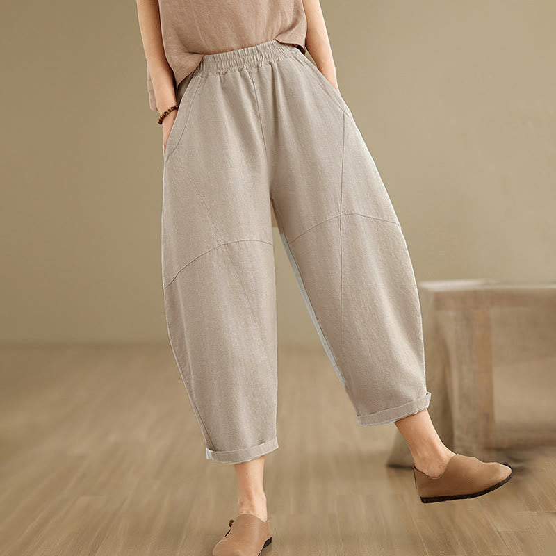 Buddha Stonesスプリング 7-8丈 無地 レディース ハーレムパンツ ポケット付き - image 7