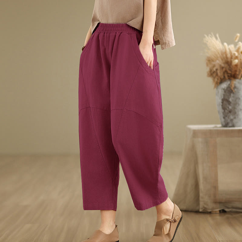 Buddha Stonesスプリング 7-8丈 無地 レディース ハーレムパンツ ポケット付き - image 16