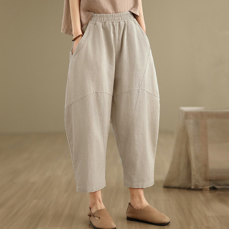 Buddha Stonesスプリング 7-8丈 無地 レディース ハーレムパンツ ポケット付き - image 2
