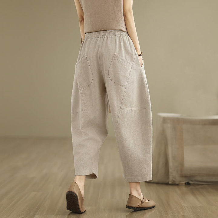 Buddha Stonesスプリング 7-8丈 無地 レディース ハーレムパンツ ポケット付き - image 4