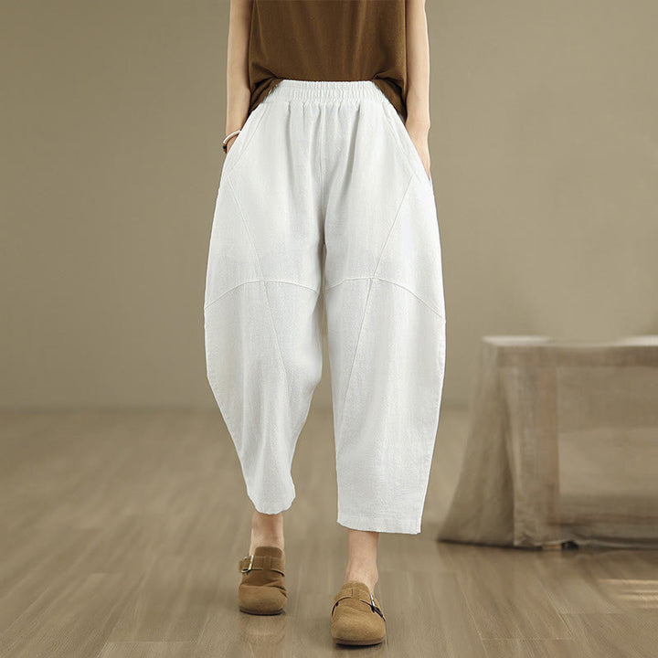 Buddha Stonesスプリング 7-8丈 無地 レディース ハーレムパンツ ポケット付き - 白 - US8-10，UK/AU12-14，EU40-42 (2XL) - image 17