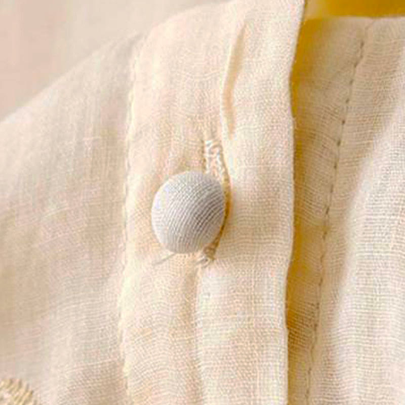 Buddha Stonesのカジュアルな刺繍入り花びら模様のレディースクルーネック半袖シャツ - image 5