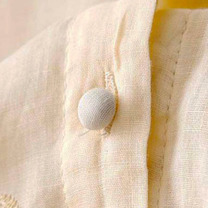 Buddha Stonesのカジュアルな刺繍入り花びら模様のレディースクルーネック半袖シャツ - image 5