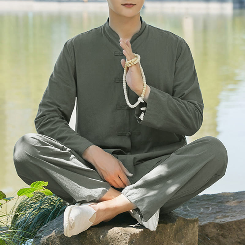 Buddha Stonesスピリチュアル 禅 ヨガ 瞑想 祈り 服 メンズセット - ダークグリーン - US/UK/AU48、 EU58 (6XL) - image 0