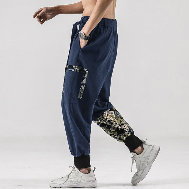 Buddha Stonesと海の波模様のレースアップメンズハーレムパンツ（ポケット付き） - image 31
