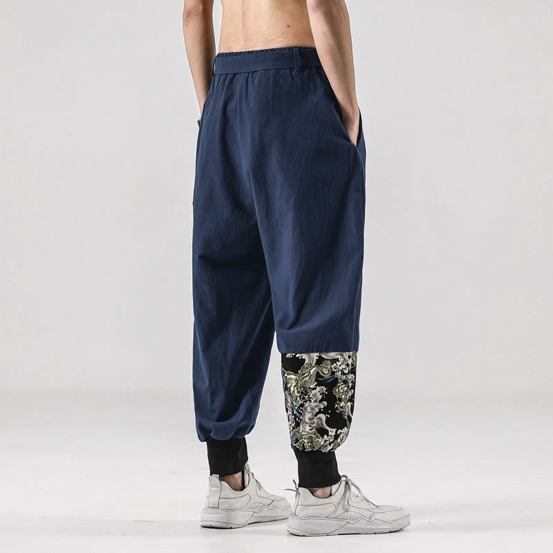 Buddha Stonesと海の波模様のレースアップメンズハーレムパンツ（ポケット付き） - image 32