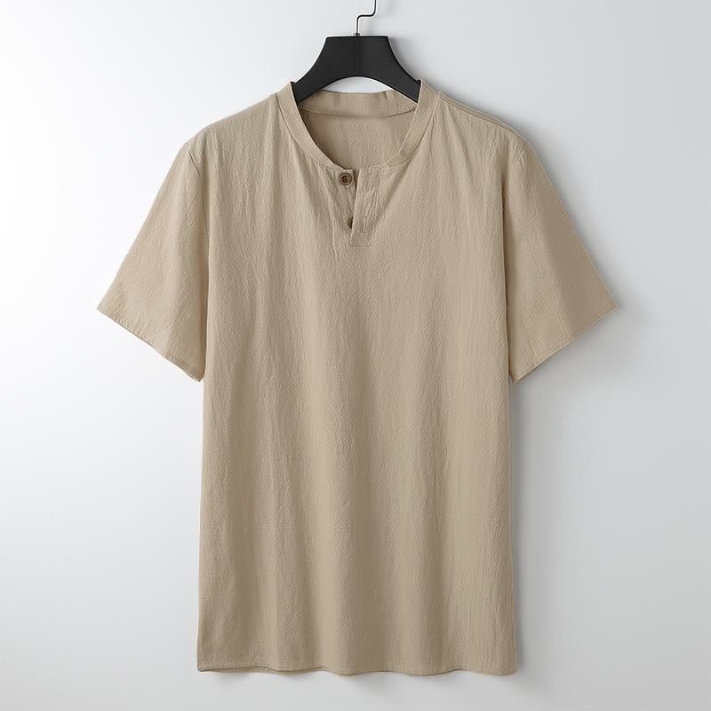 Buddha StonesメンズTシャツ（無地、半袖、ボタン留め、ノッチドネック、ソフトシャツ） - モカシン - US/UK/AU54、 EU64 (9XL) - image 8