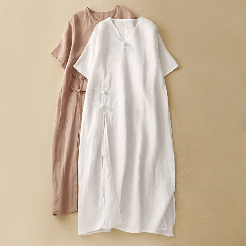 Buddha Stonesサマー Vネック フロッグボタン 半袖 レディース ミディドレス - image 16