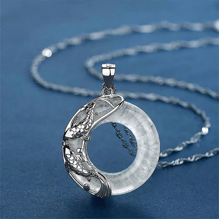 Buddha Stones 白翡翠 鯉チャーム 幸運のお守りネックレス ギフトにも - クリアクォーツ（保護♥癒し） - image 11