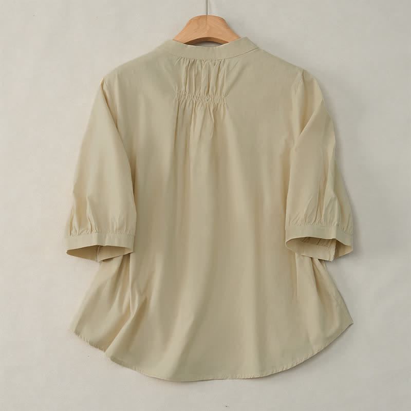 Buddha Stonesレースアップボタンデザイン レディース 七分袖シャツ - image 10
