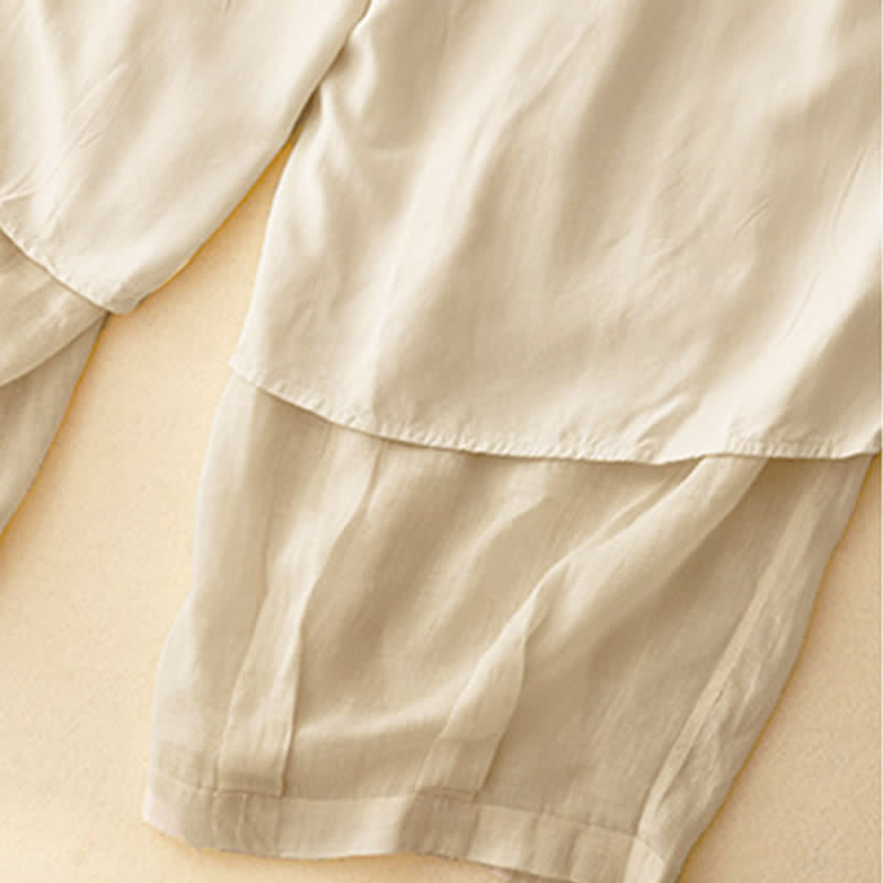 Buddha Stonesカジュアル ルーズ ダブルレイヤー 7-8丈 クロップドパンツ レディース パンツ ポケット付き - image 23