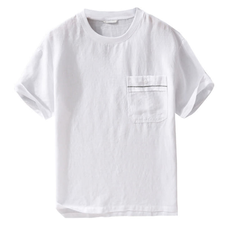 Buddha Stones 夏物カジュアルミニマリスト無地メンズ半袖Tシャツ（パッチポケット付き） - image 13
