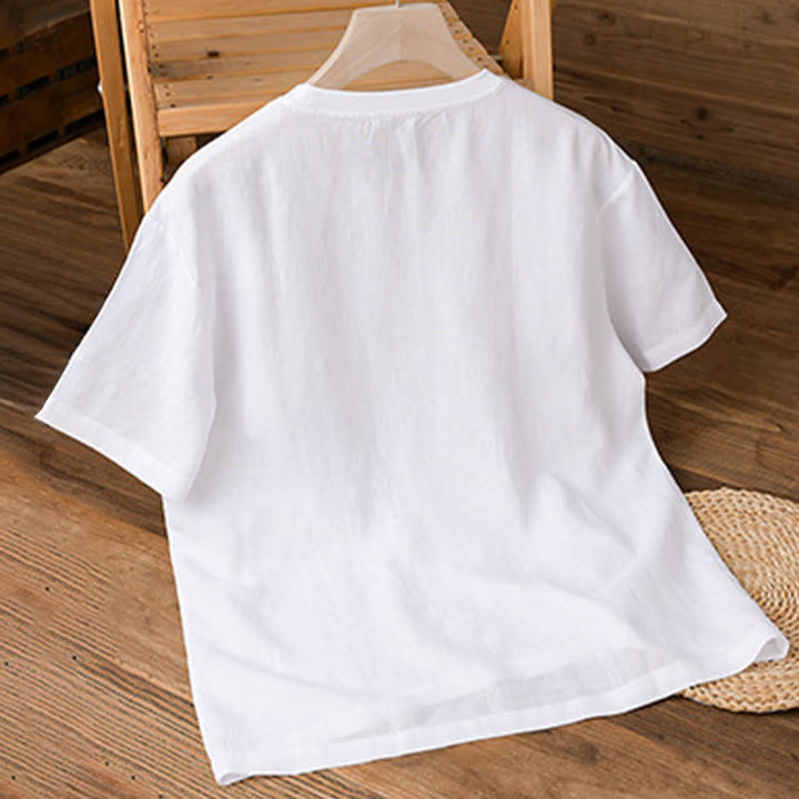 Buddha Stones 夏物カジュアルミニマリスト無地メンズ半袖Tシャツ（パッチポケット付き） - image 10