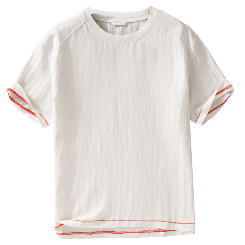 Buddha Stones 夏物カジュアル ヴィンテージウォッシュ加工 無地 メンズ半袖Tシャツ - image 10
